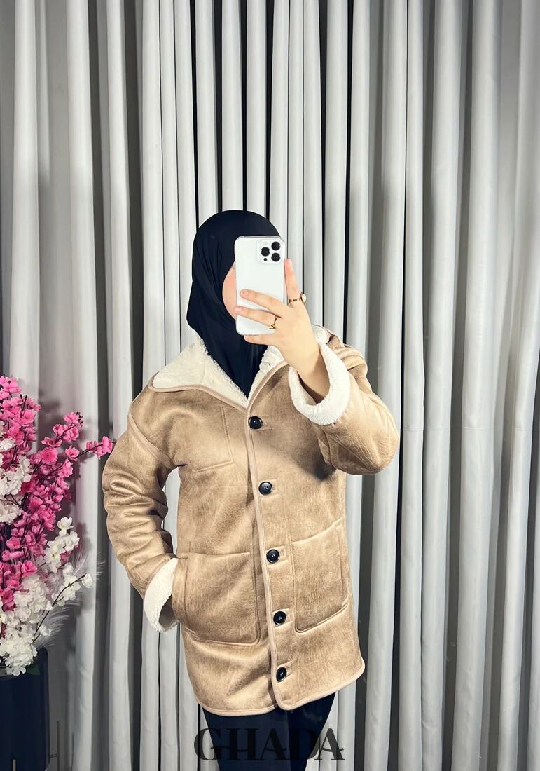 Manteau En Simili Cuir Beige thumbnail 3