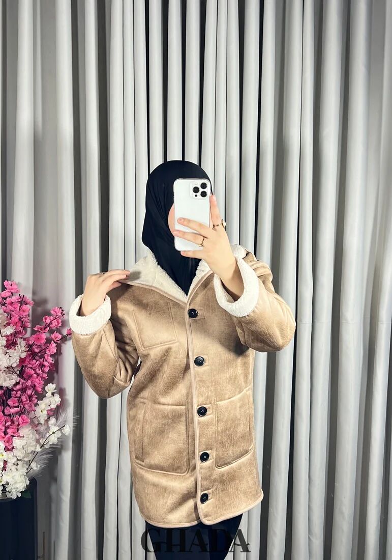 Manteau En Simili Cuir Beige thumbnail 2