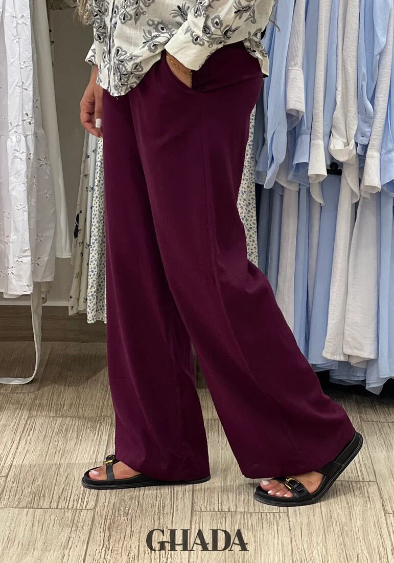 Pantalon En Lin Bordeaux