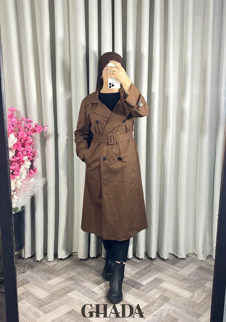 Trench-coat Long En Marron thumbnail 4