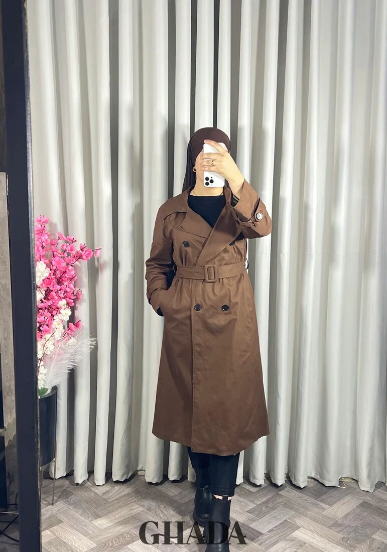 Trench-coat Long En Marron thumbnail 3