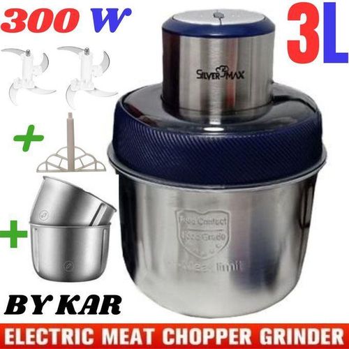 Silver Max Hachoir Électrique Automatique 3l Inox 2bols 300w,pour Légumes,fruits Et Viande