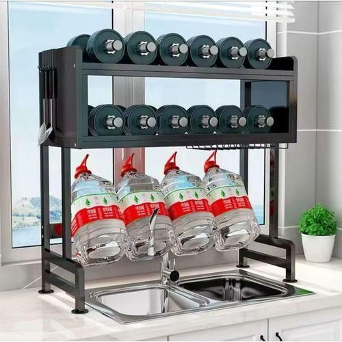Égouttoir À Vaisselle Au-dessus De Lévier 85 Cm - Avec Étagères De Rangement - Noir - Anti-corrosion