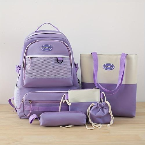 Ensemble De Sacs Pour Femme 5 Pièces - Sac À Dos, Sac Cabas, Pochette Et Accessoires