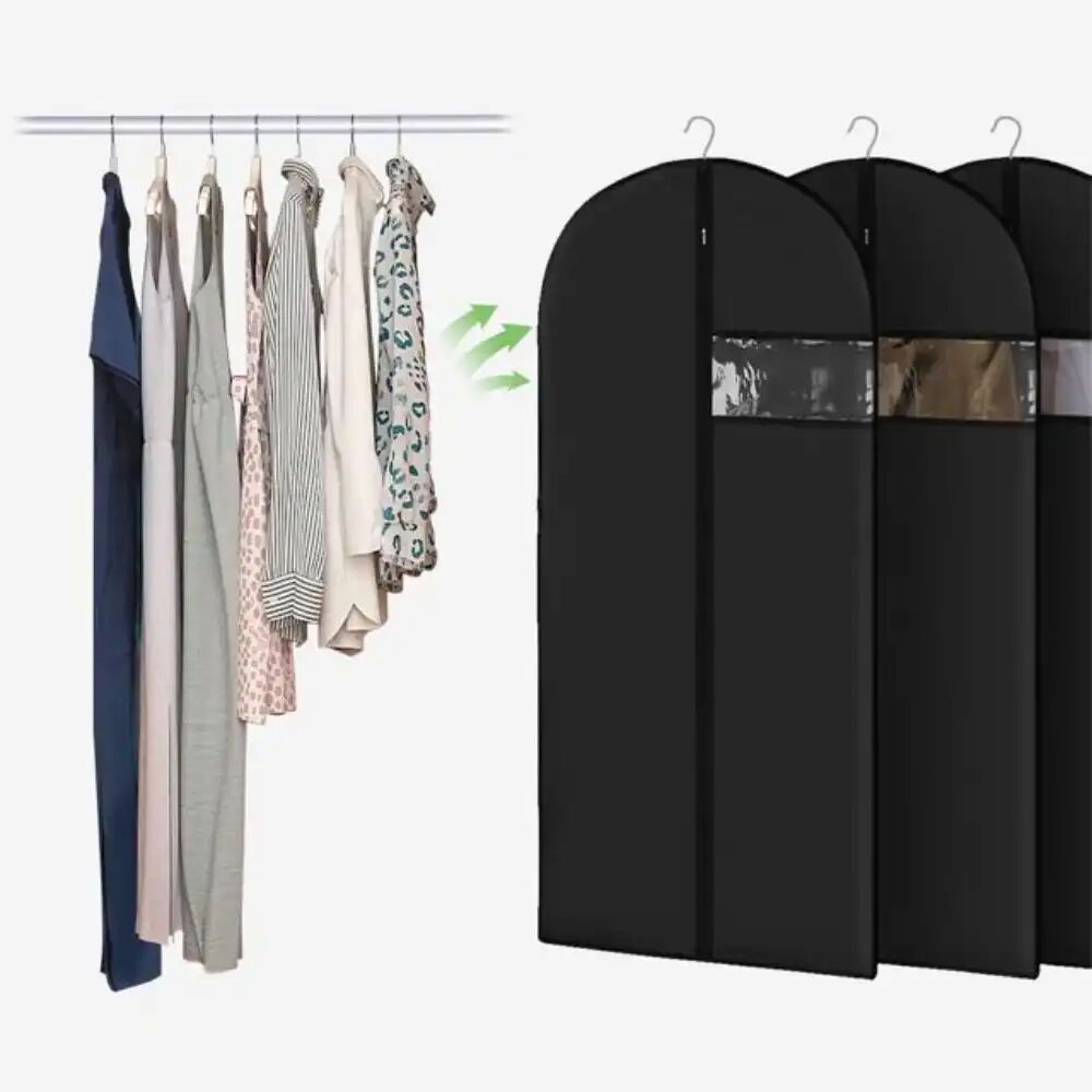 Ensemble de 4 housses à vêtements suspendues - protège-costumes avec fenêtre transparente