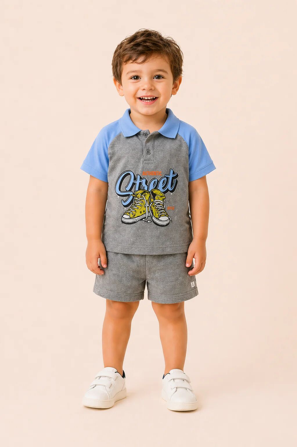 Ensemble Garçon Polo Imprimé & Short – Look Urbain Et Confort Absolu