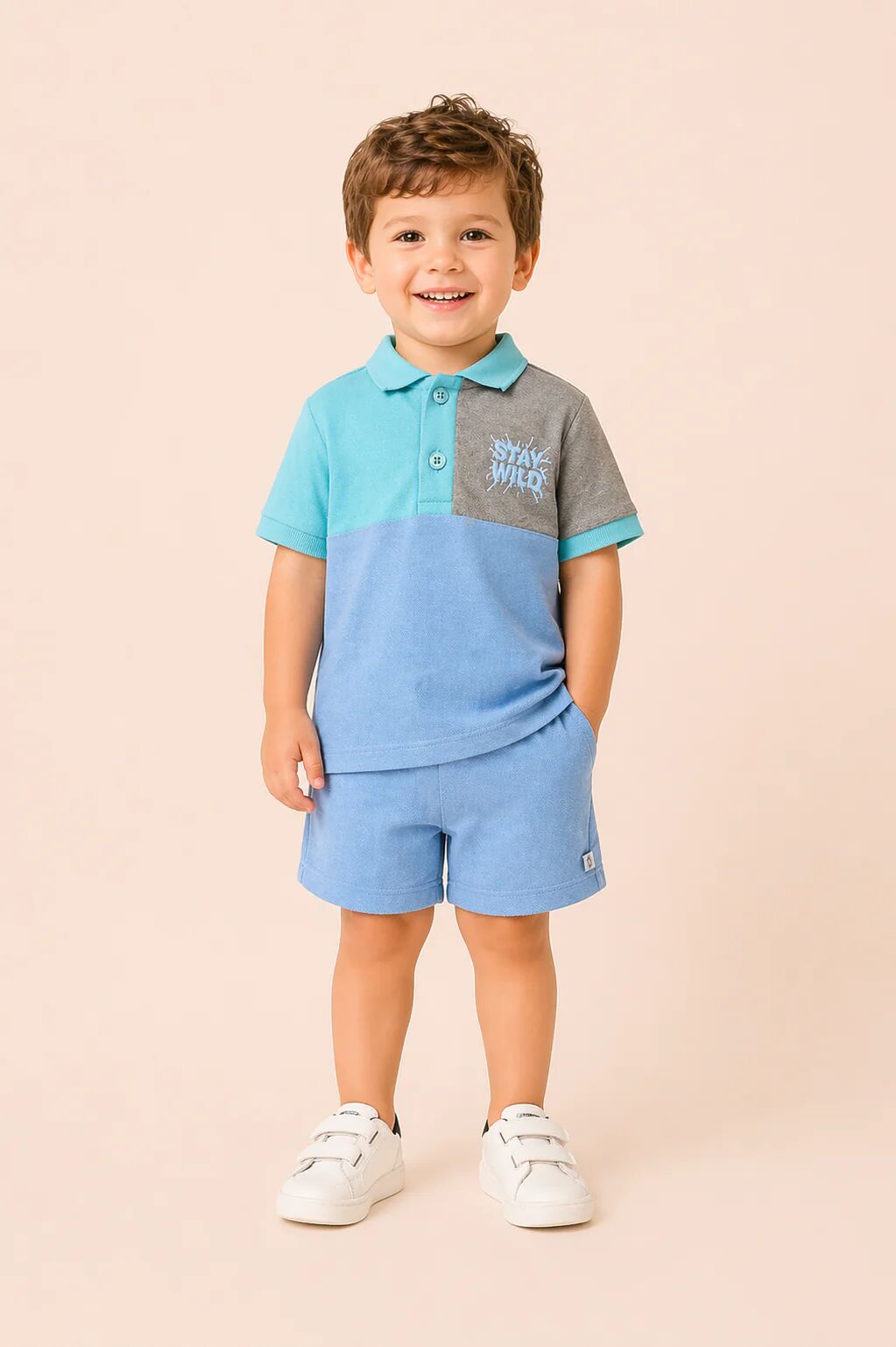 Ensemble Garçon Polo Color Block & Short – Style Moderne & Confort thumbnail 2