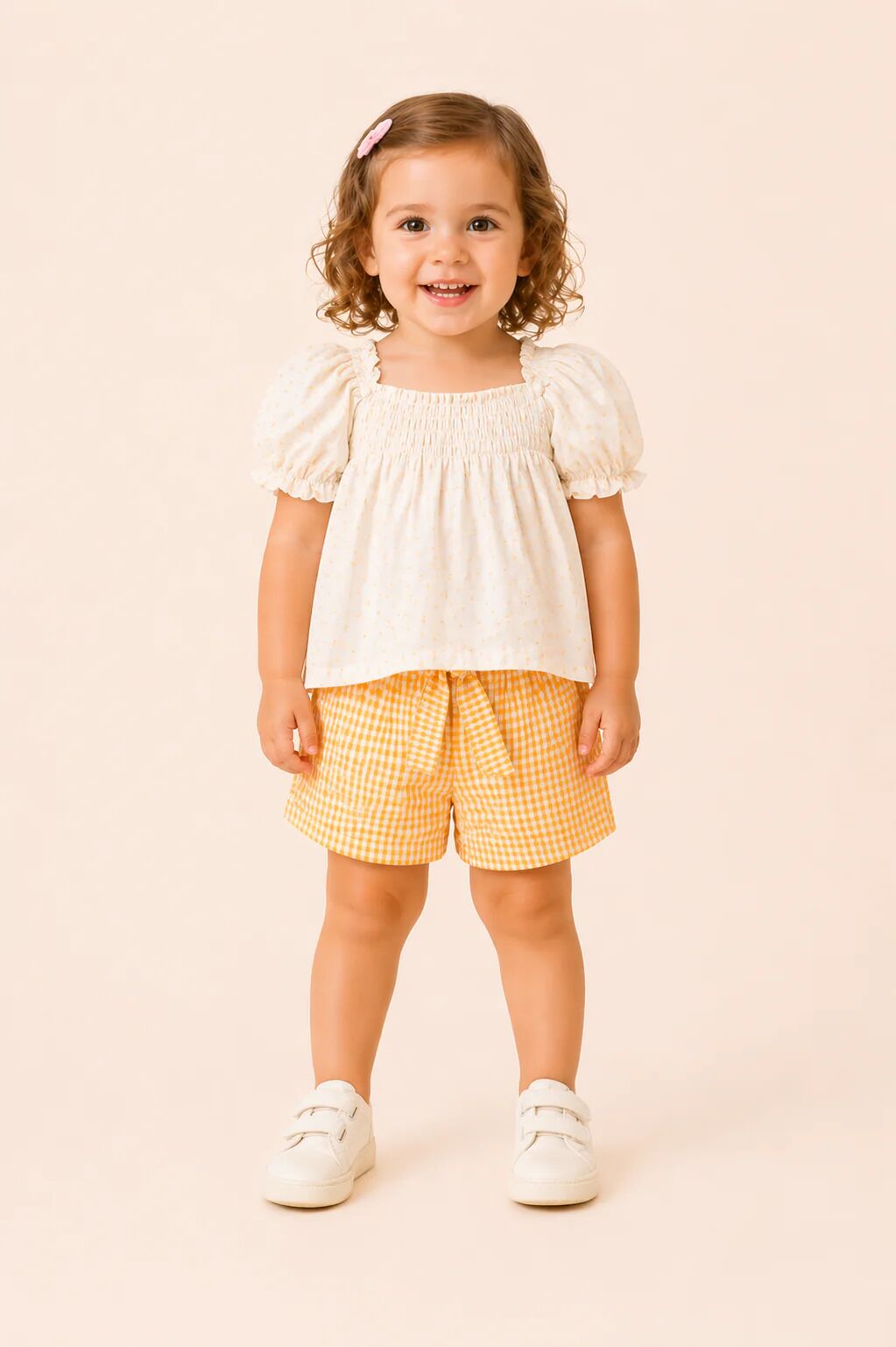 Ensemble Fille Blouse Légère & Short Vichy