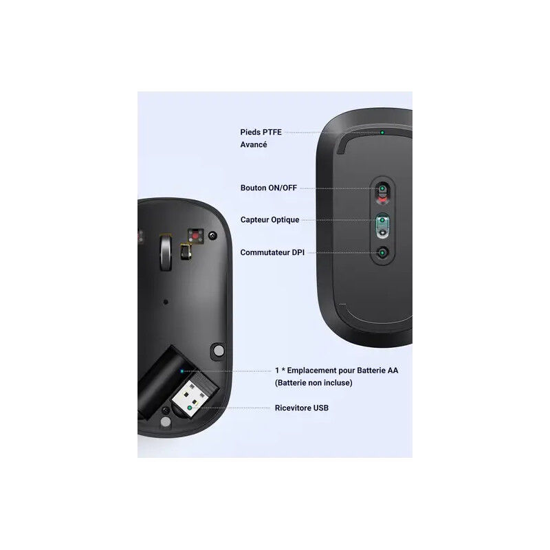 Ugreen Souris Sans Fil 2,4ghz/10m Noir (90372)