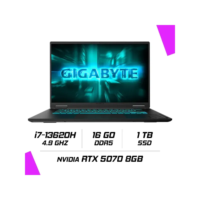 Gigabyte Gaming A16 Cwh-i3fr894sh Intel I7-13620h/16gb Ddr5/1tb Ssd/rtx 5070 8g/16″ 165hz/win11