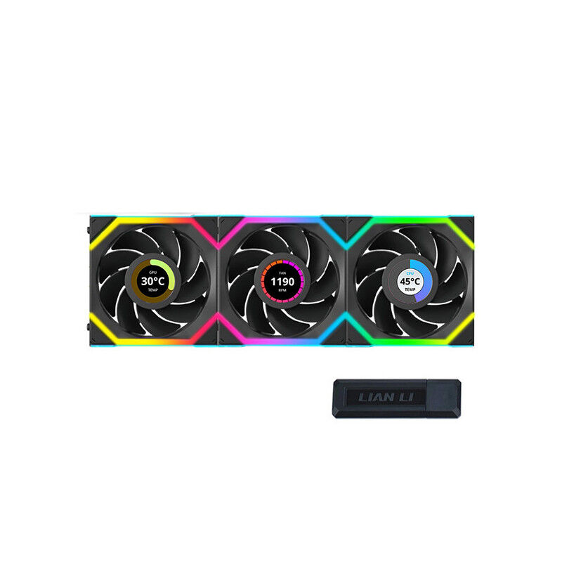 Lian Li Uni Fan Sl Wireless Lcd 120 Noir - Pack De 3
