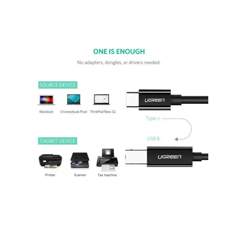 Cable Imprimante Usb-c To Bm Noir 2m (50446)