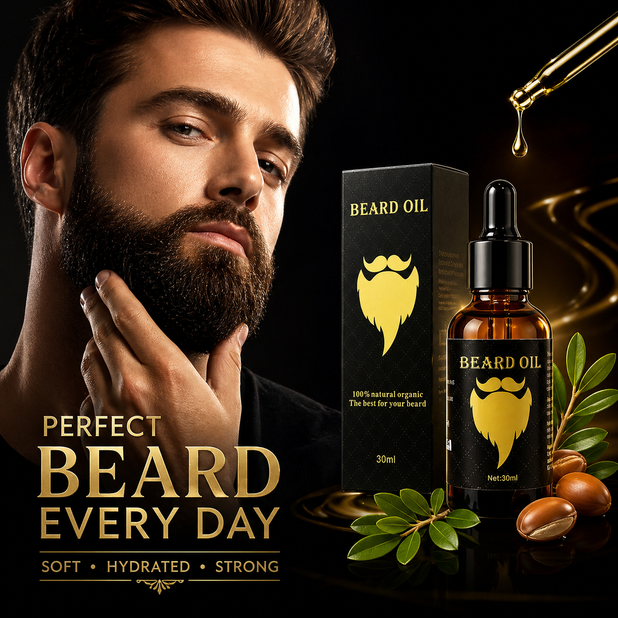 Huile Naturelle Pour Barbe – Hydratation, Brillance & Stimulation De La Croissance