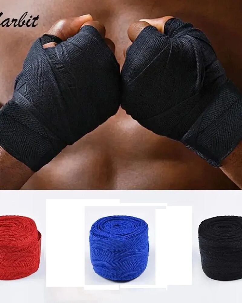 Bandage Protection Les Mains Pour Kickboxing, 2 Pcs Bandages De Boxe Noir