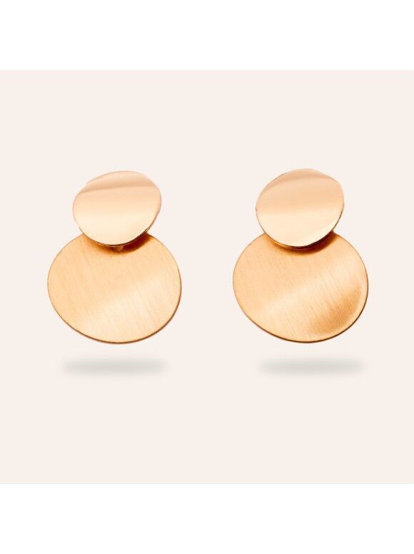 Boucle D'oreille Pendante  À Double Disque Géométrique 
