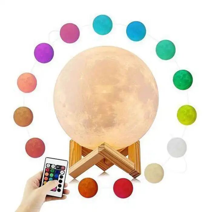 La Lune Lampe Lumineuse - Moon Light Lamp - Plusieurs Couleurs & Support Démontable