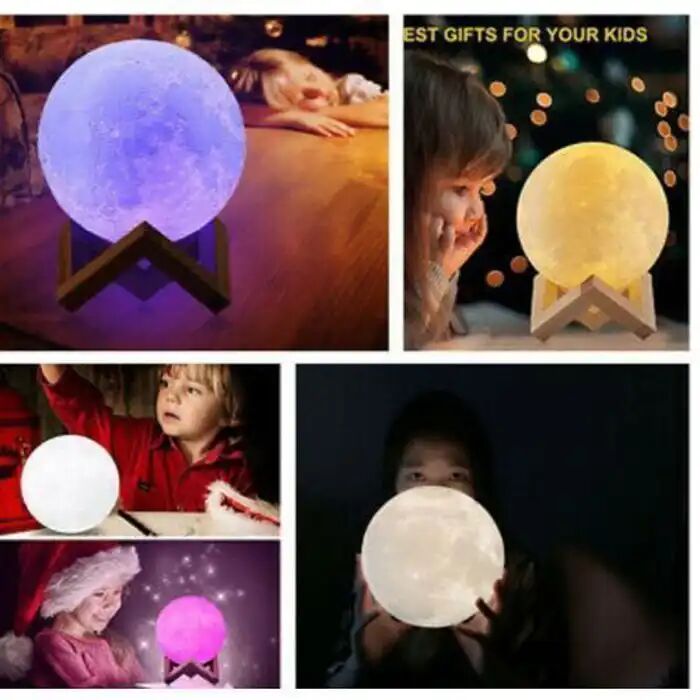 La Lune Lampe Lumineuse - Moon Light Lamp - Plusieurs Couleurs & Support Démontable