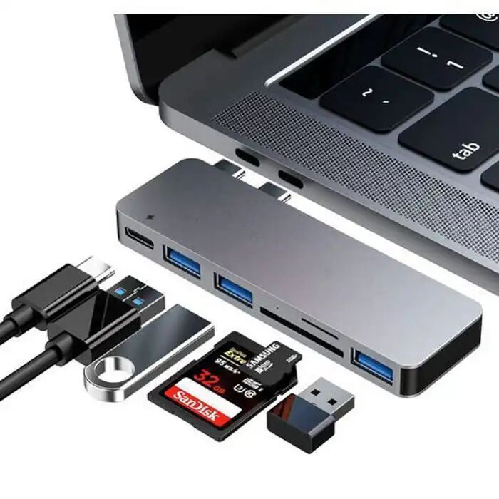 Hub Usb 6 En 1 - Générique - Adaptateur Type C - Sortie Hd 4k - Usb 3.0 - Compatible Macbook thumbnail 4