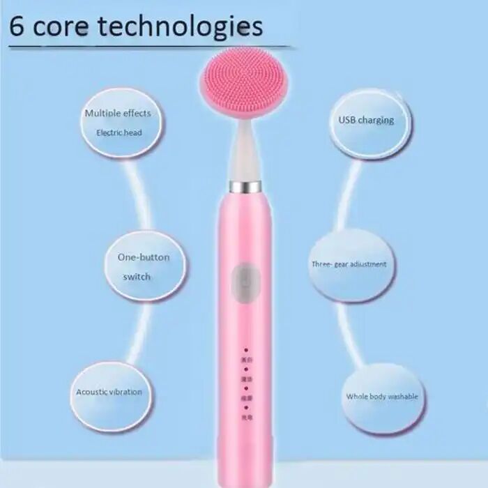 4en1 Électrique Rechargeable Pour Nettoyage De Visage Avec Brosse Et Vibration