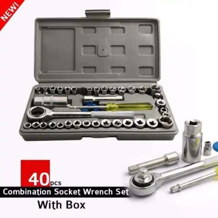 Boîte À Outils - Aiwa - 40 Pcs - Clés À Douille - Acier Au Carbone - Rangement Inclus