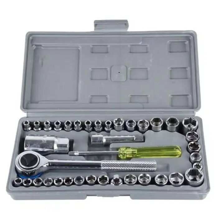 Boîte À Outils - Aiwa - 40 Pcs - Clés À Douille - Acier Au Carbone - Rangement Inclus