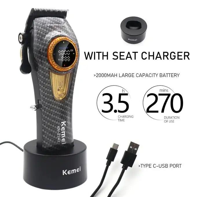 Tondeuse À Cheveux Rechargeable Avec Un Moteur Turbo Puissant De 9000 Tr/min
