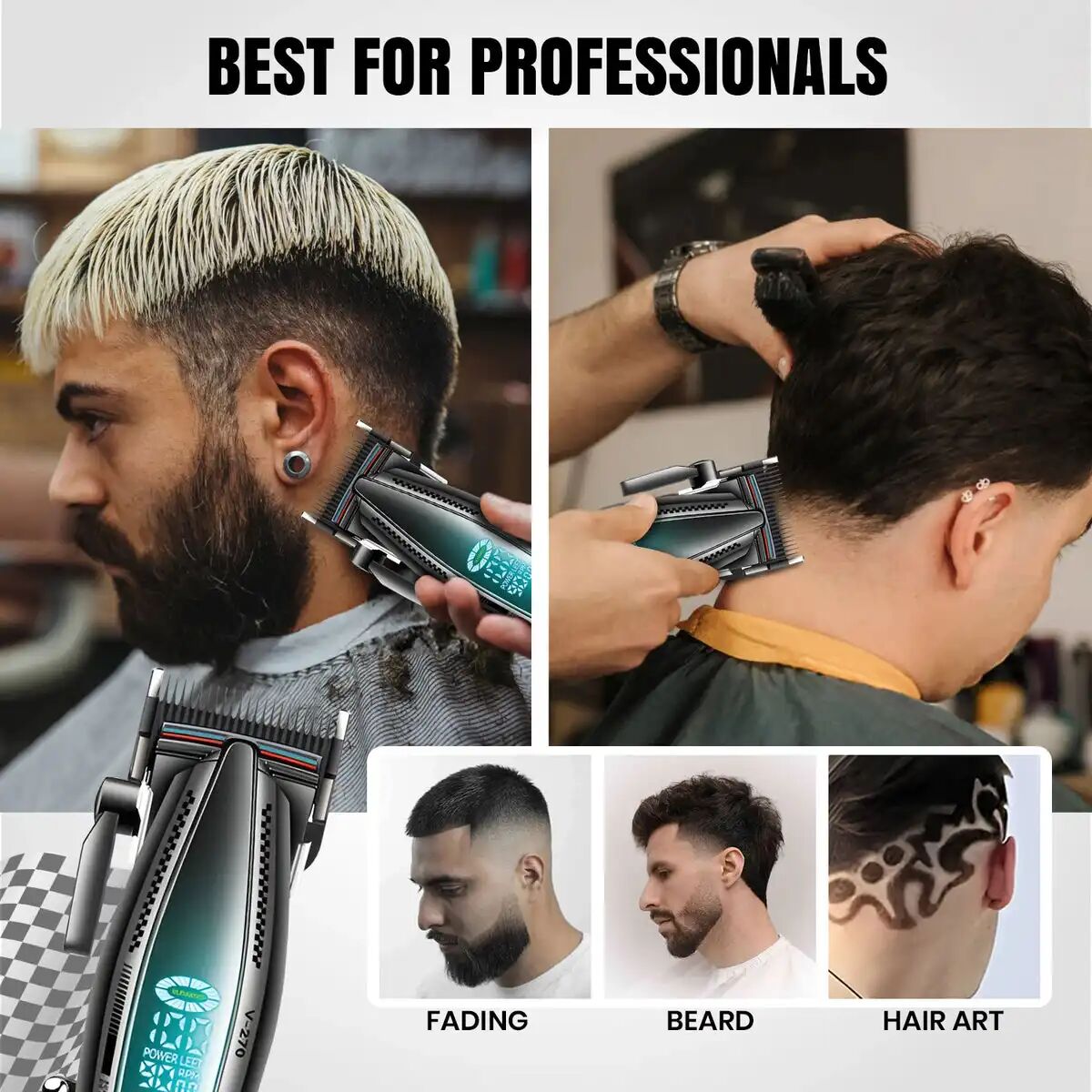 Tondeuse À Cheveux Professionnelle Pour Hommes, Silencieuse, Sans Fil, Haute Vitesse (9 000 Tr/min)