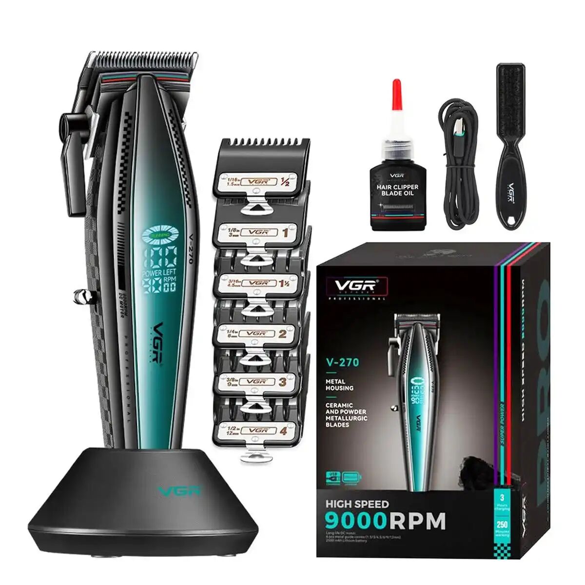 Tondeuse À Cheveux Professionnelle Pour Hommes, Silencieuse, Sans Fil, Haute Vitesse (9 000 Tr/min) thumbnail 3
