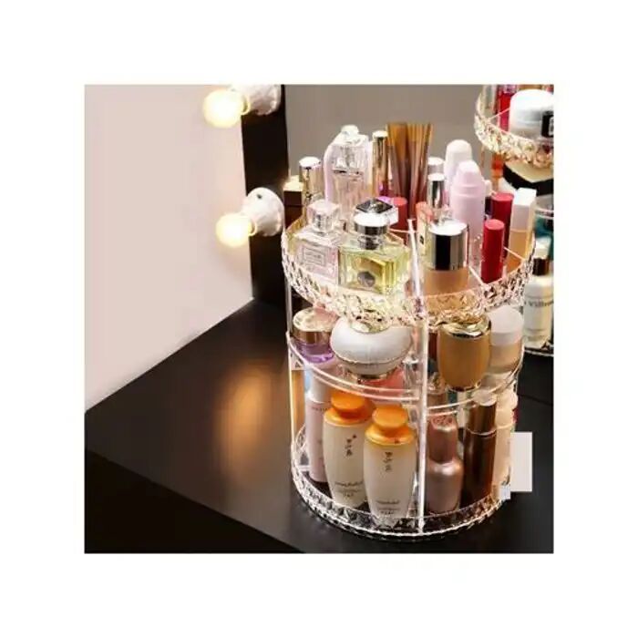 Organisateur De Cosmétiques - Transparent - Rotatif 360° - Grande Capacité - Pratique - Compartiments Multiples