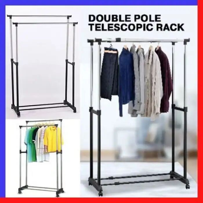 Porte-vêtements Cod Double Inox Extensible 2 Barres