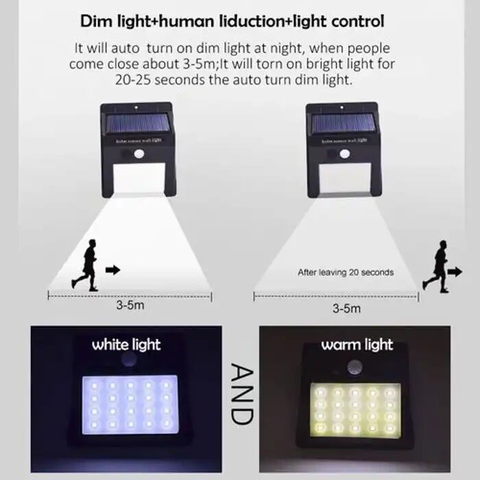 Lampe Solaire 20 Led Pack X4 Détecteur De Mouvement Économie D'énergie Installation Facile thumbnail 3