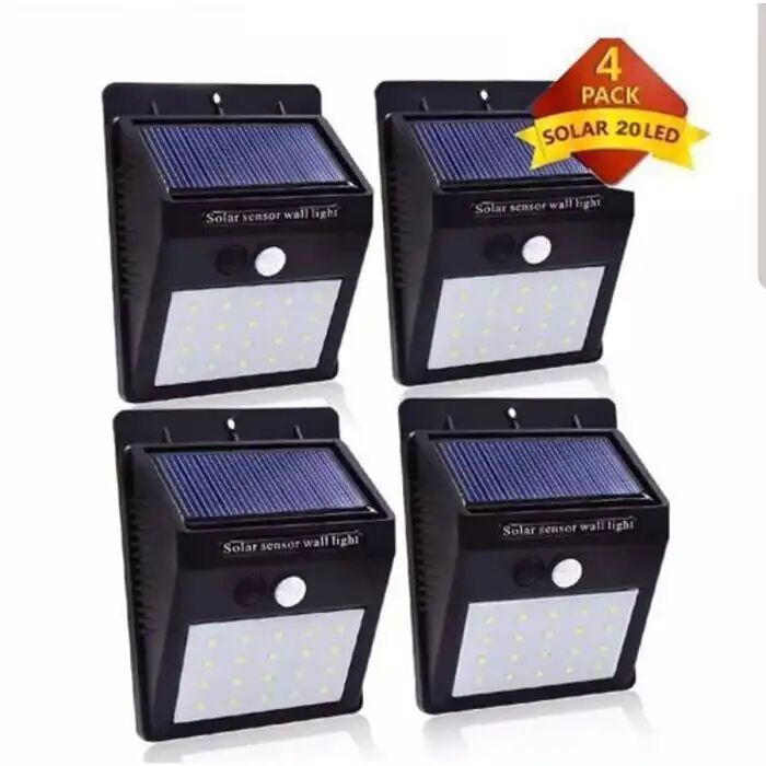 Lampe Solaire 20 Led Pack X4 Détecteur De Mouvement Économie D'énergie Installation Facile