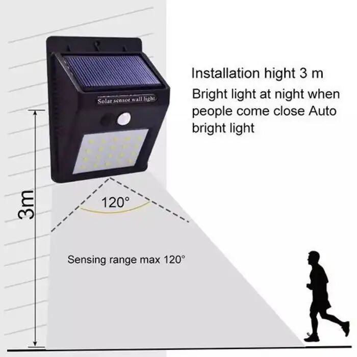 Lampe Solaire 20 Led Pack X4 Détecteur De Mouvement Économie D'énergie Installation Facile