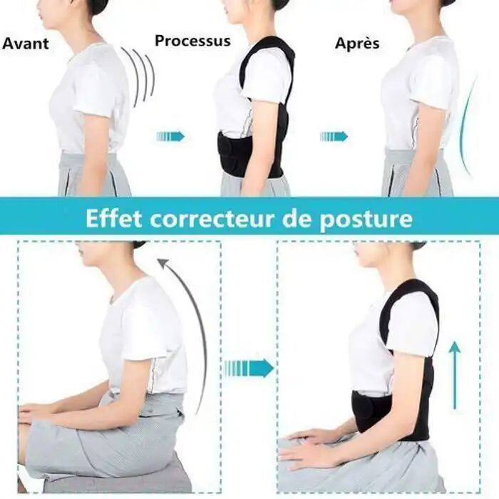Posture Ajustable Bande Correction Dos Correcteur Épaule Ceinture De Support thumbnail 3