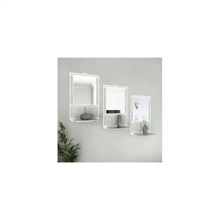 Set 3 Miroir Mural Triple Décoratif Au Design Élégant En Miror Sur Mdf