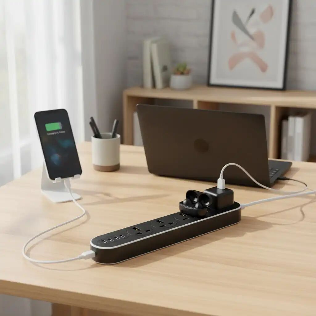 Rallonge Intelligente Haute Sécurité Multiprise 4 Usb À Chargement Rapide, 3 Prises Universelle