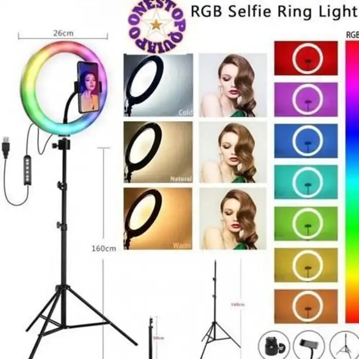 Rgb Ring Light 33 Cm Avec Tripod 2 M Pour Youtube / Tiktok thumbnail 1
