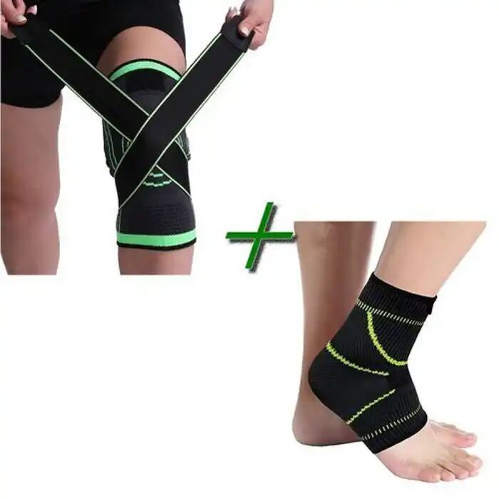 Pack Bandage De Soutien De Genou & Protège Cheville Pied Bandages thumbnail 1