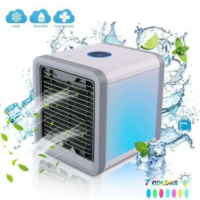 Mini Ventilateur Usb 3-en-1 – Humidificateur Purificateur Led 7 Couleurs