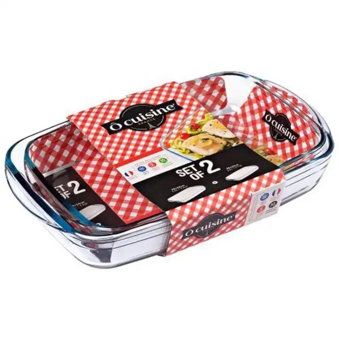 Lot De 2 Plats À Four En Verre Borosilicate Résistant À La Chaleur