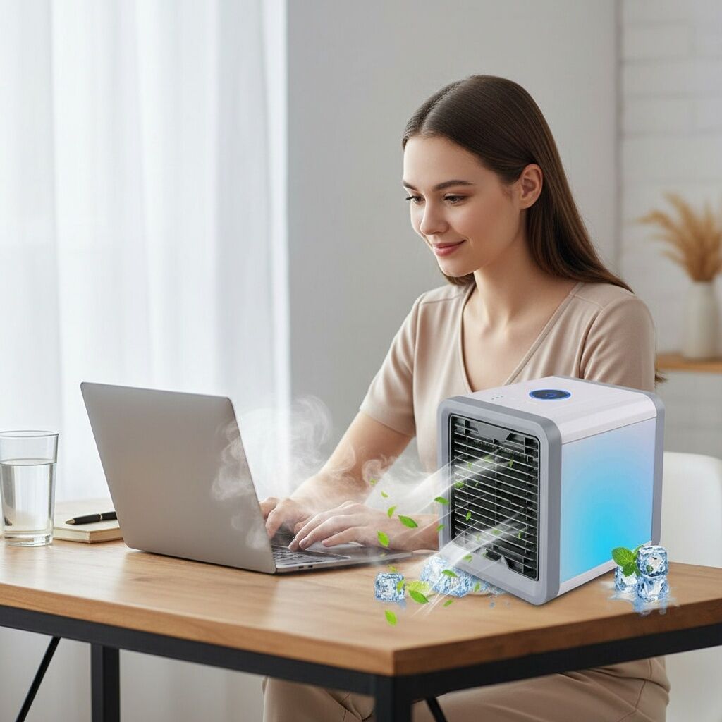 Mini Ventilateur Usb 3-en-1 – Humidificateur Purificateur Led 7 Couleurs thumbnail 3