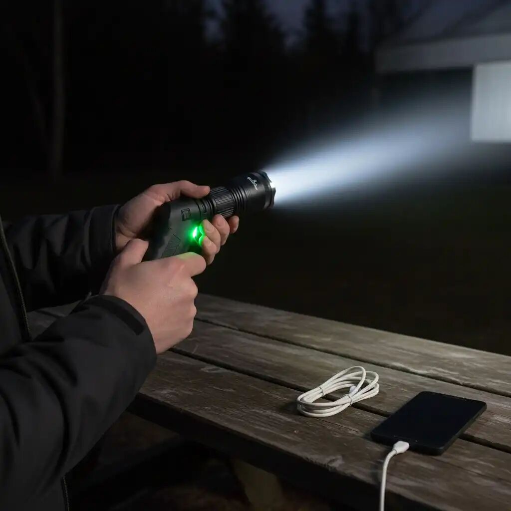 Pistolet À Lampe - Pislole Lights - Modèle Puissant - 2 Km - Batterie Rechargeable - Chargeur Usb thumbnail 3