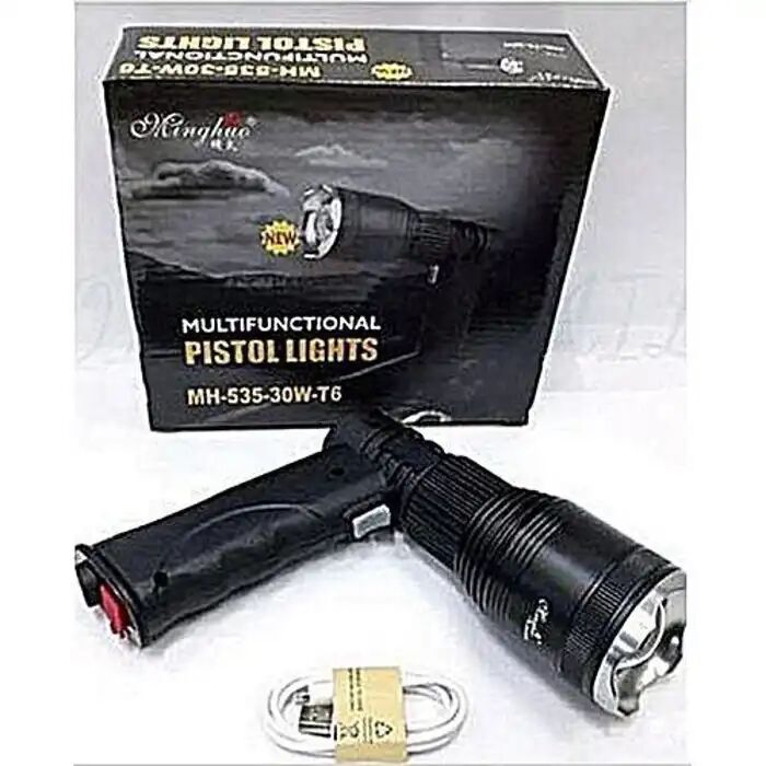 Pistolet À Lampe - Pislole Lights - Modèle Puissant - 2 Km - Batterie Rechargeable - Chargeur Usb thumbnail 2