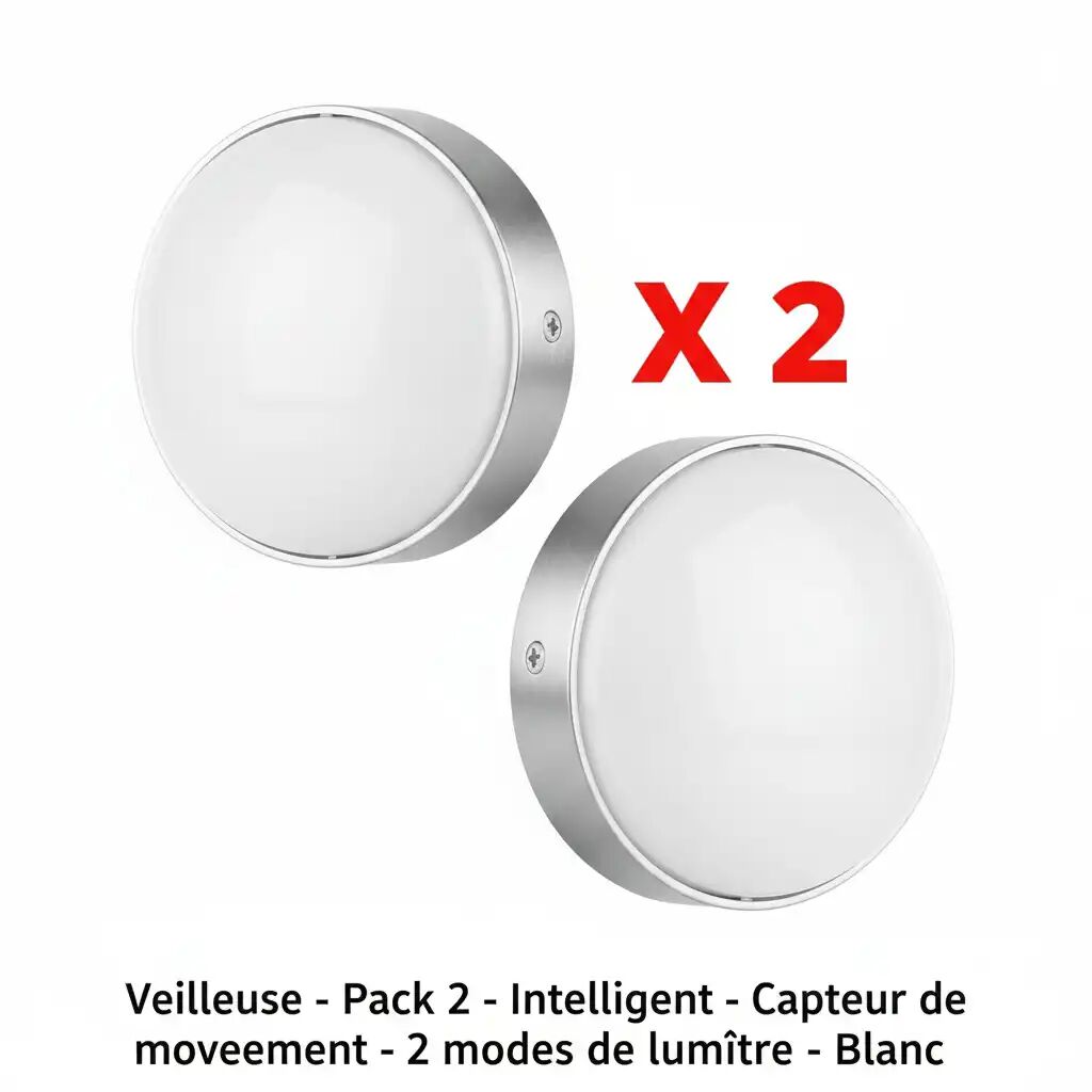 Veilleuse - Pack 2 - Intelligent - Capteur De Mouvement - 2 Modes De Lumière - Blanc thumbnail 2