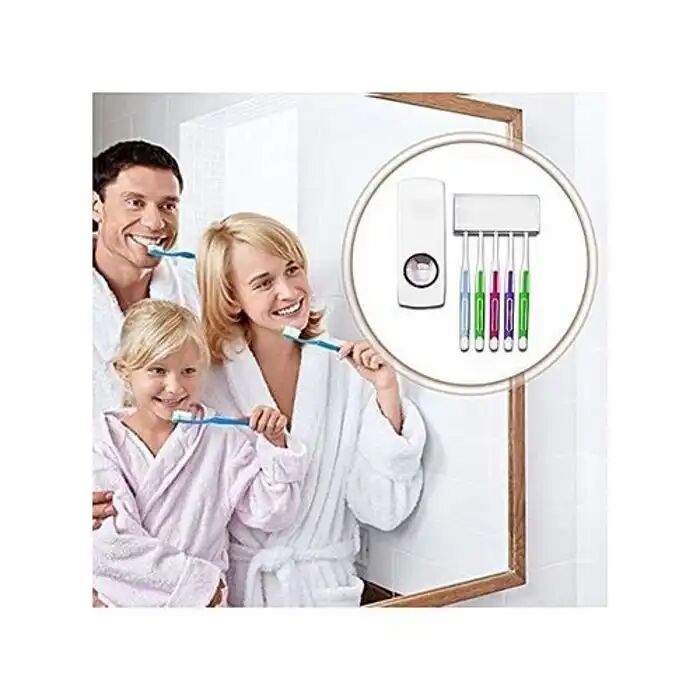 Distributeur De Dentifrice - Multicolore - Mains Libres - Support Mural - 3 À 5 Brosses À Dents
