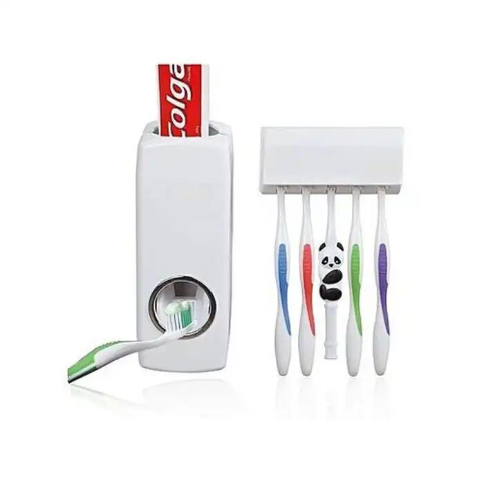 Distributeur De Dentifrice - Multicolore - Mains Libres - Support Mural - 3 À 5 Brosses À Dents