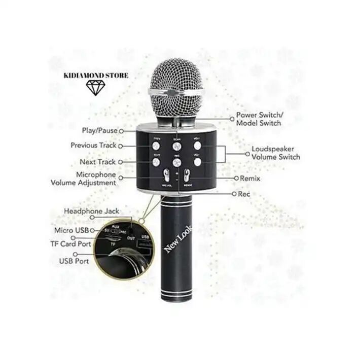 Microphone Sans Fil 4-en-1 - Bluetooth 4.1 - Compatible Android/iphone/ipad/pc