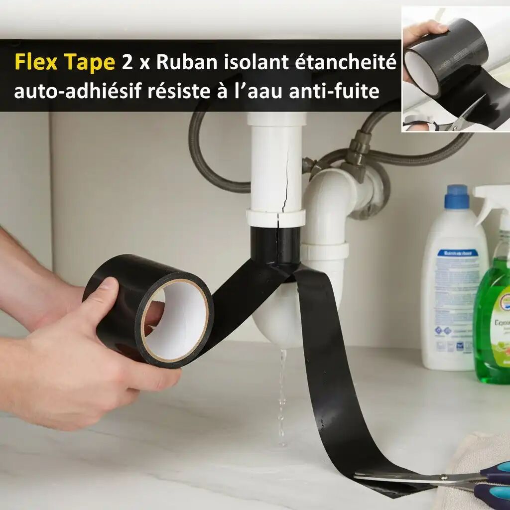 Flex Tape 2 X Ruban Isolant Étanchéité Auto-adhésif Résiste À L'eau Anti-fuite thumbnail 3