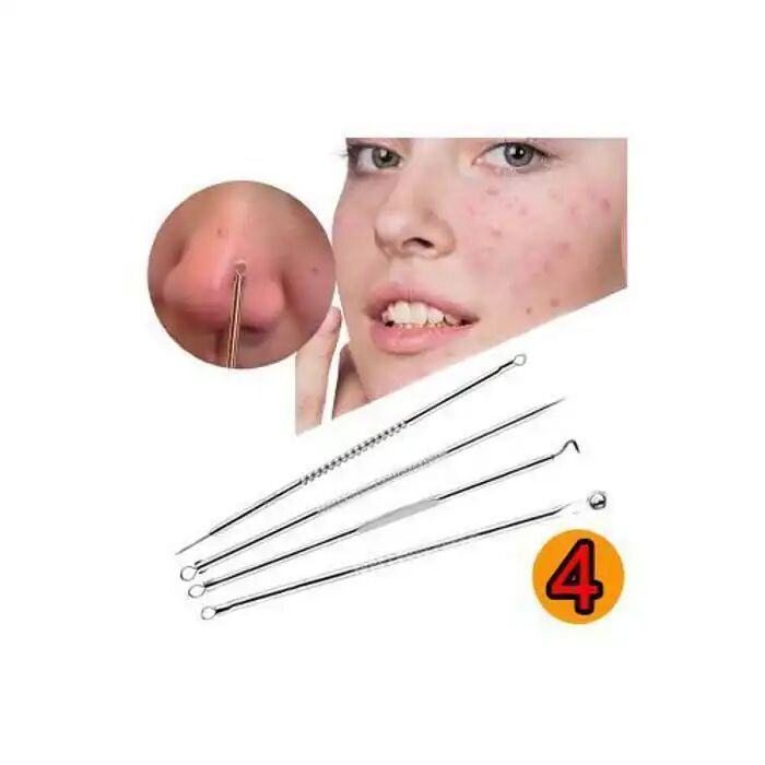 4pcs Aiguilles En Acier Inoxydable Tire Extracteur Point Noir Acné Comédons