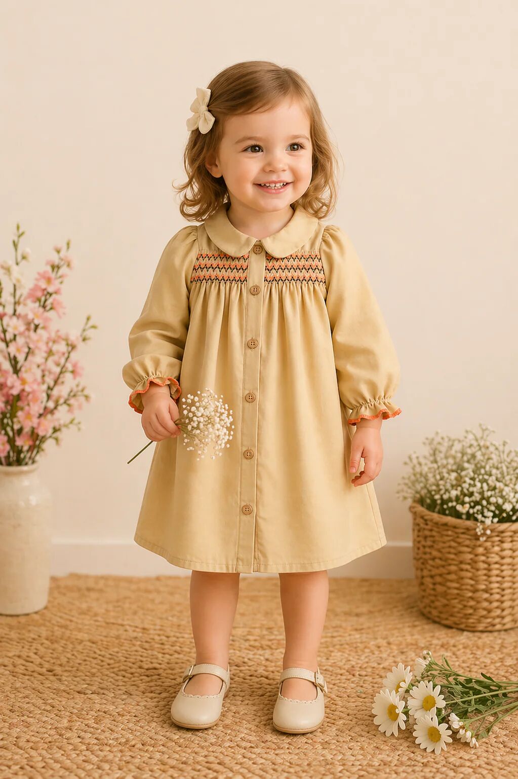 Robe Bébé Fille À Smocks Brodés  thumbnail 2